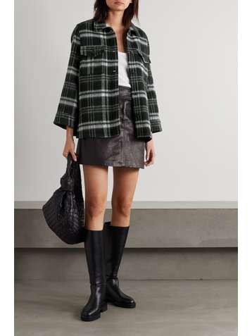 REDVALENTINO Veste en laine mélangée à carreaux et à plis