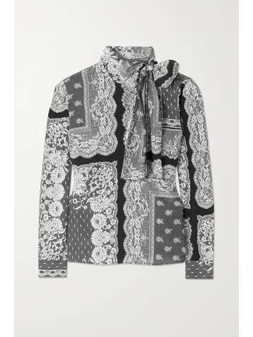 REDVALENTINO Haut en soie imprimée à col noué
