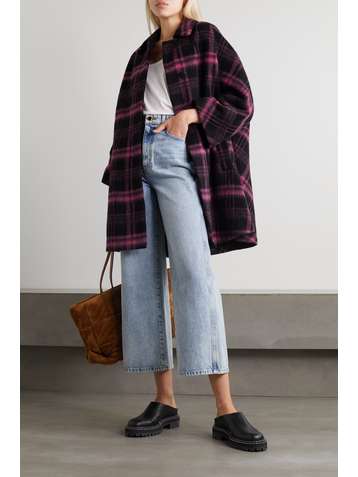 REDVALENTINO Manteau en laine mélangée à carreaux