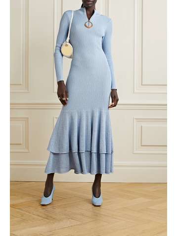 JW ANDERSON Tiered ribbed cotton maxi dress