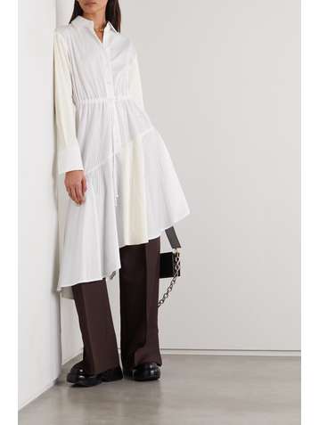 JW ANDERSON Asymmetric cotton-jacquard and washed-satin shirt dress