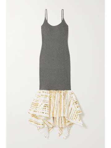 JW ANDERSON Metallic satin-jacquard and ribbed cotton midi dress