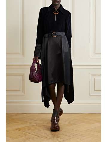 JW ANDERSON Asymmetric belted paneled satin skirt