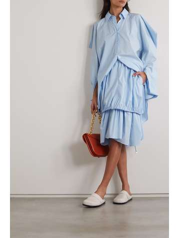 JW ANDERSON Layered ruched cotton-poplin skirt