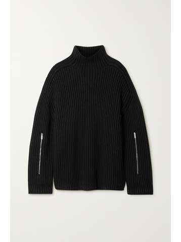 MICHAEL MICHAEL KORS Stehkragenpullover aus Rippstrick mit Reißverschlüssen