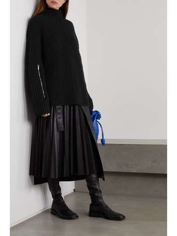 MICHAEL MICHAEL KORS Stehkragenpullover aus Rippstrick mit Reißverschlüssen