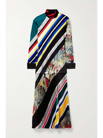 PHILOSOPHY DI LORENZO SERAFINI Printed plissé-twill turtleneck maxi dress
