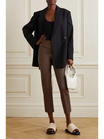 BY MALENE BIRGER Florentina cropped leather straight-leg pants