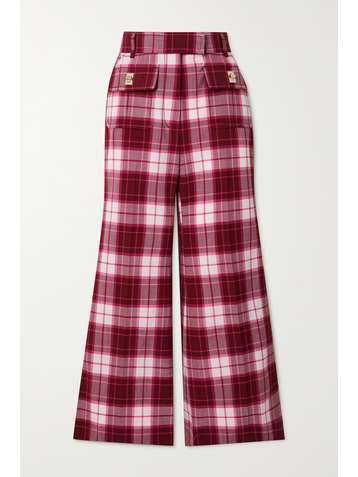 ZIMMERMANN Concert cropped checked recycled woven flared pants