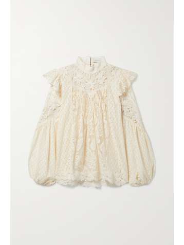 ZIMMERMANN Concert ruffled cotton-blend lace blouse