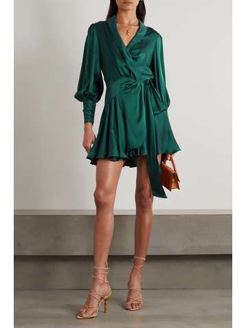 ZIMMERMANN Silk-charmeuse wrap mini dress
