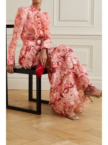 ZIMMERMANN Blouse en voile de lin et de soie mélangés à imprimé fleuri et à volants Concert