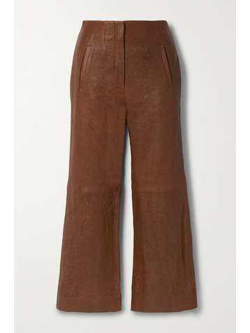 VERONICA BEARD Pantalon droit raccourci en cuir froissé Dova