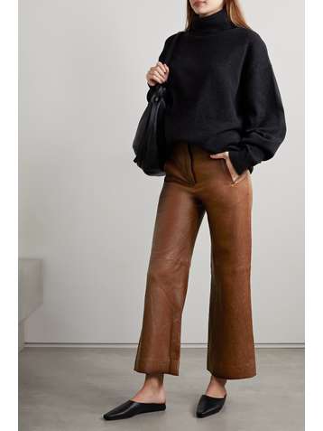 VERONICA BEARD Pantalon droit raccourci en cuir froissé Dova