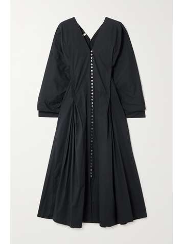 CO Robe midi en popeline de coton stretch à fronces