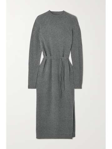 THEORY Belted wool and cashmere-blend midi dress