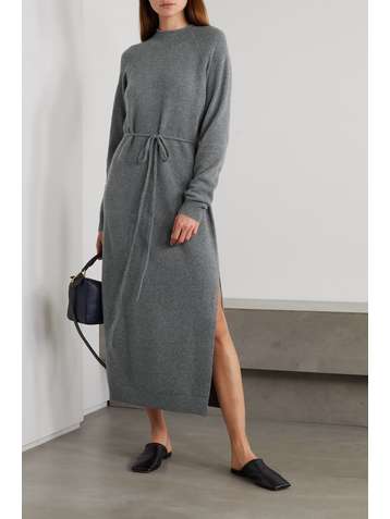 THEORY Belted wool and cashmere-blend midi dress
