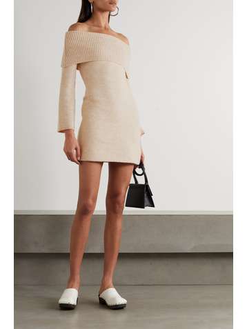 CULT GAIA Sophie off-the-shoulder knitted mini dress
