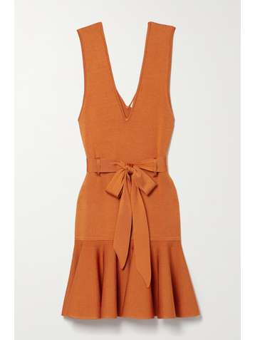 ZIMMERMANN Belted stretch-knit mini dress