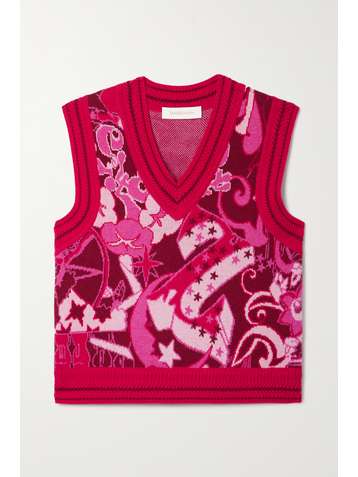 ZIMMERMANN Pull sans manches en mailles jacquard de laine mérinos, de coton et de cachemire mélangés Concert