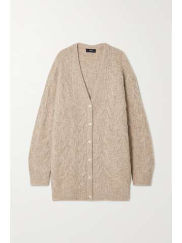 THEORY Cable-knit baby alpaca-blend cardigan