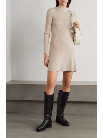 THEORY Ribbed merino wool-blend mini dress