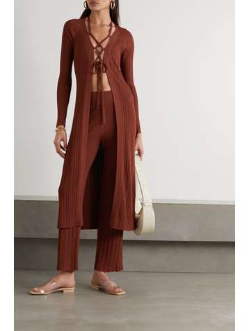 CULT GAIA Cardigan en mailles côtelées à lacets Christa