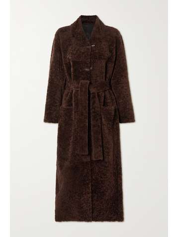 BY MALENE BIRGER Ottoes reversible belted shearling and textured-leather coat