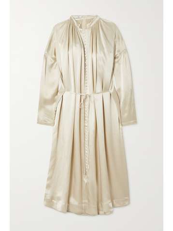 CO Robe midi en satin à fronces et à liens