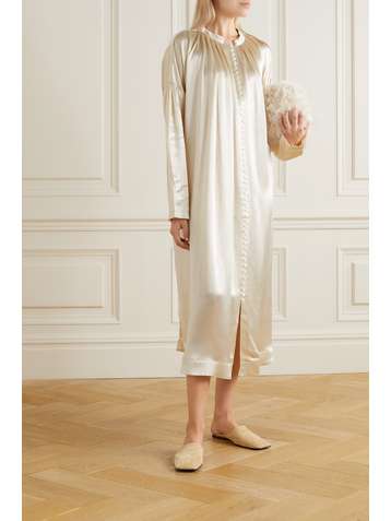 CO Robe midi en satin à fronces et à liens