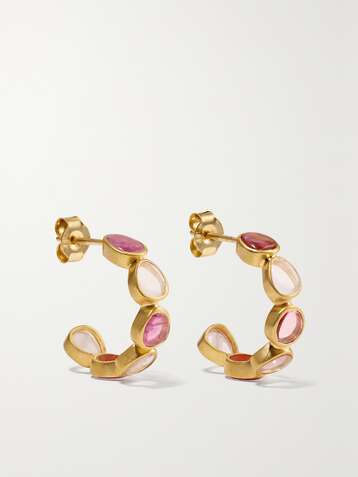 PIPPA SMALL Creolen aus 18 Karat Gold mit Quarzen und Turmalinen