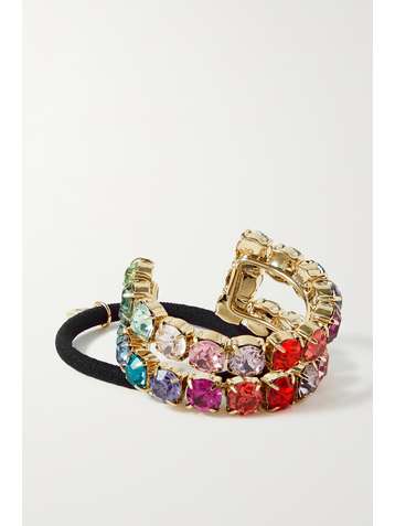 LELET NY Élastique en métal doré et cristaux Swarovski Linear