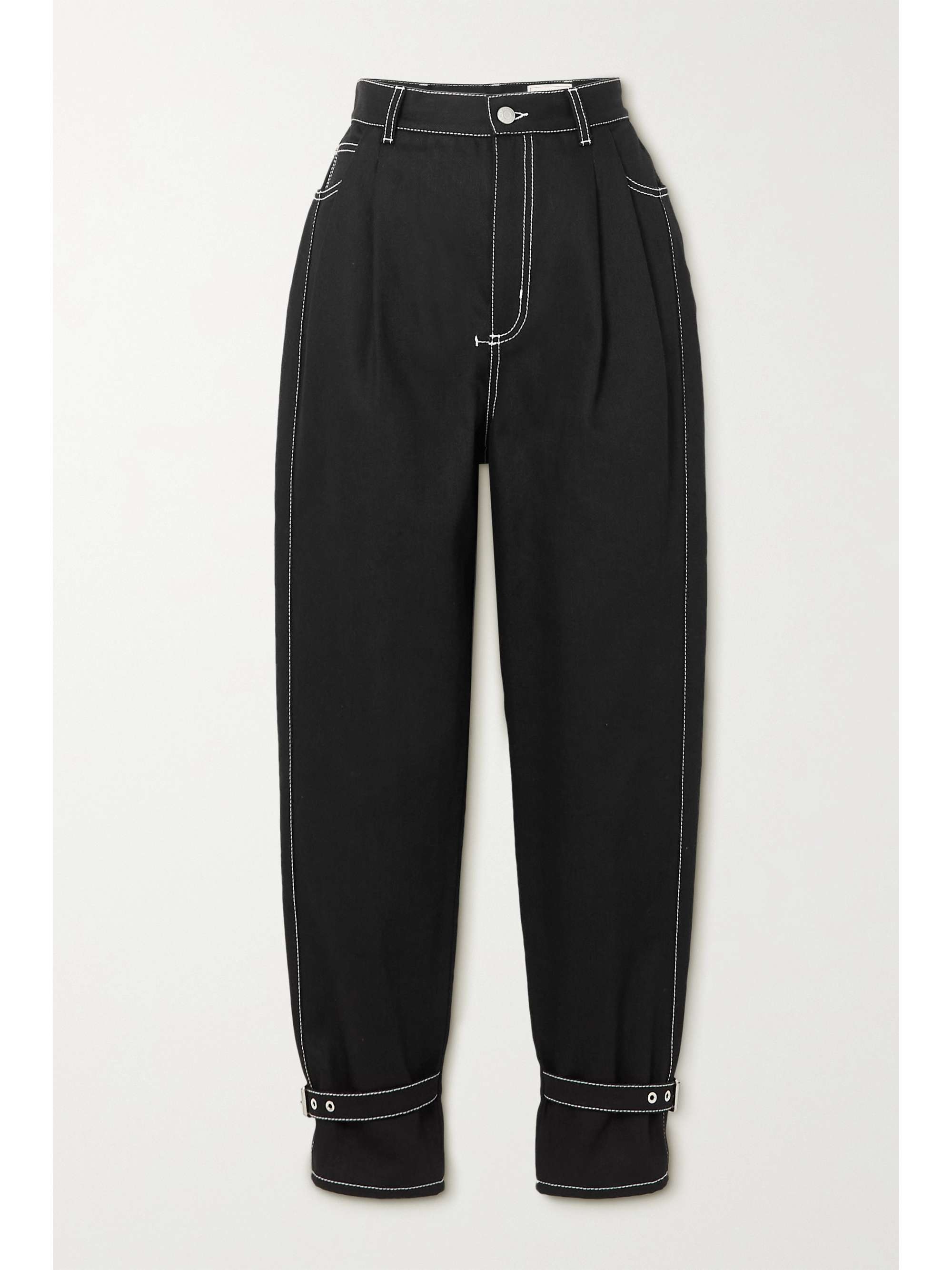Black Topstitched high-rise tapered jeans | ALEXANDER MCQUEEN | NET-A-PORTER