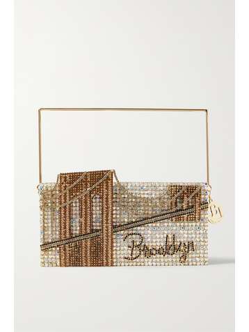 ROSANTICA Brooklyn Bridge crystal-embellished gold-tone and twill tote