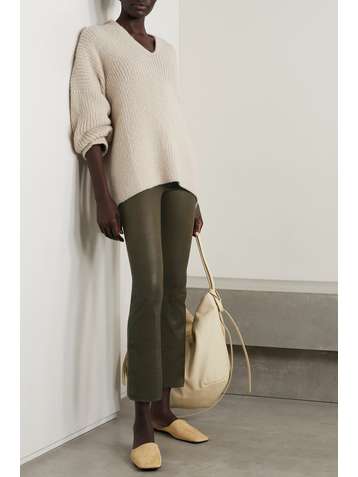SPRWMN Cropped leather flared pants