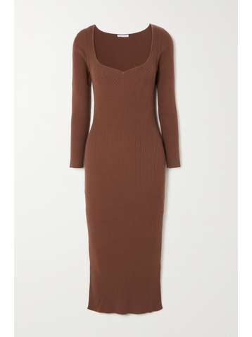 NINETY PERCENT + NET SUSTAIN ribbed TENCEL Lyocell-blend midi dress