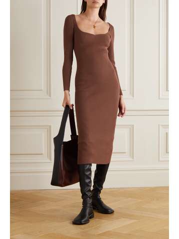 NINETY PERCENT + NET SUSTAIN ribbed TENCEL Lyocell-blend midi dress