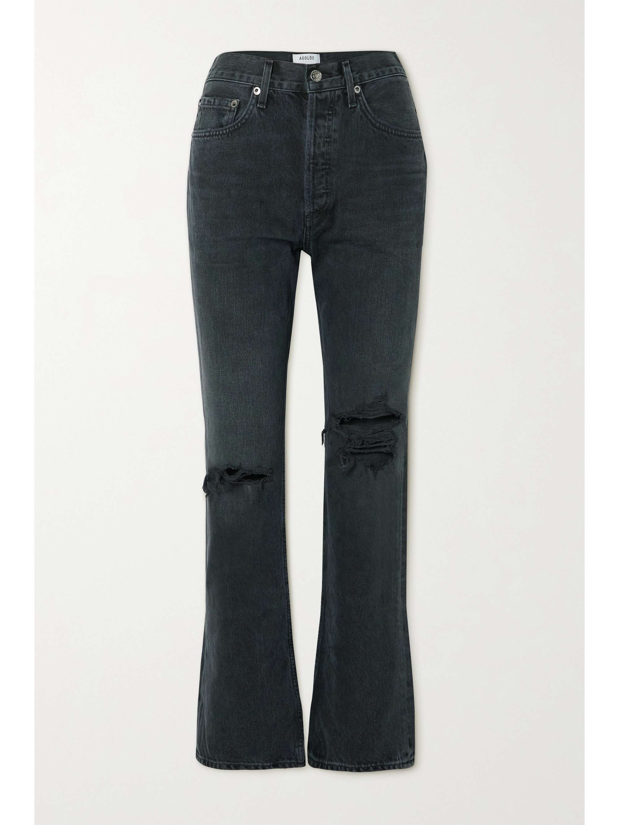 Black Lana distressed mid-rise straight 