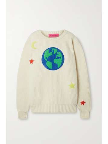 THE ELDER STATESMAN Oversized appliquéd ribbed cashmere sweater