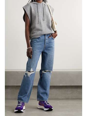 GRLFRND Amanda distressed high-rise straight-leg jeans