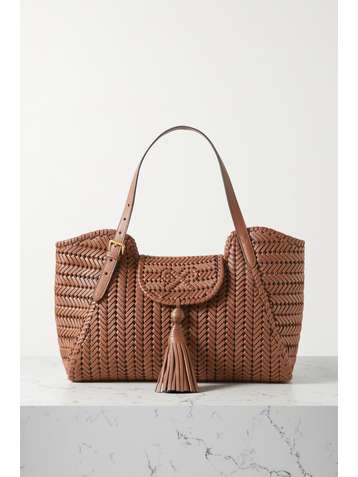 ANYA HINDMARCH Neeson tasseled woven leather tote