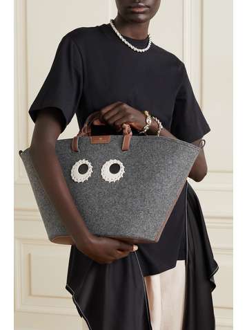 ANYA HINDMARCH Eyes leather-trimmed felt tote