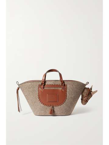 ANYA HINDMARCH Donkey leather-trimmed recycled felt tote