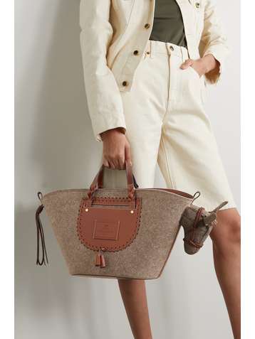 ANYA HINDMARCH Donkey leather-trimmed recycled felt tote