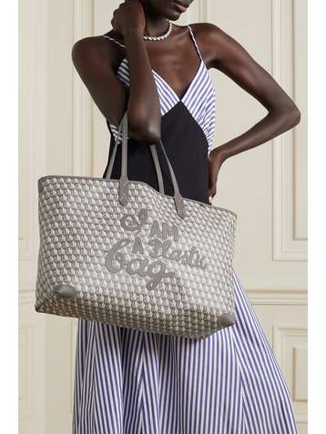 ANYA HINDMARCH + NET SUSTAIN I Am A Plastic Bag large leather-trimmed printed coated-canvas tote