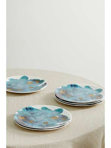 NIMEROLOGY I Left My Heart in Mexico set of six 21cm gold-plated bone china salad plates