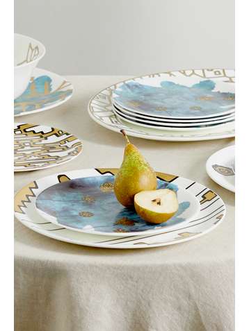 NIMEROLOGY I Left My Heart in Mexico set of six 21cm gold-plated bone china salad plates