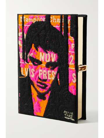OLYMPIA LE-TAN + Elvis Presley + Peter Mars embroidered appliquéd canvas clutch