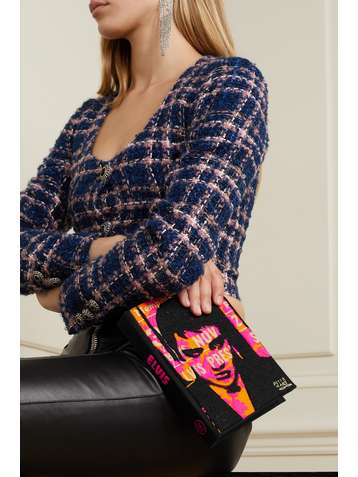 OLYMPIA LE-TAN + Elvis Presley + Peter Mars embroidered appliquéd canvas clutch