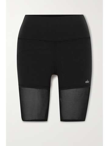 ALO YOGA Short en tissu stretch à finitions en résille Lavish